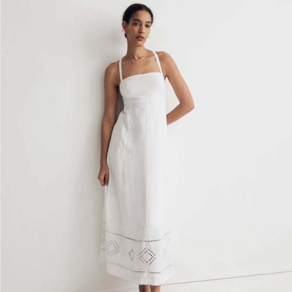 NWT Tie Back Linen Blend Maxi Dress